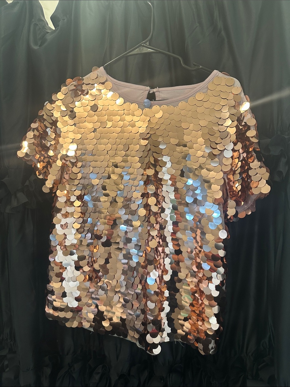 Eva Franco Gold Sequin Short Sleeve Top